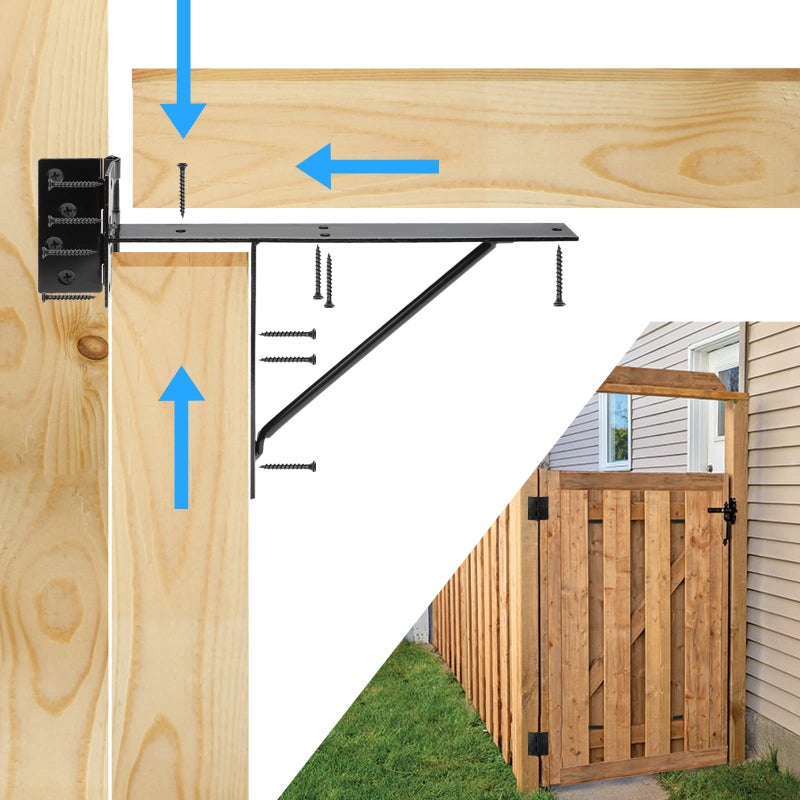TFMUZERT Heavy Duty Fence Gate Kit Gate Hardware Iron No-Sag 2x4s Adjustable for Wooden Fence Gate Windows Shed Doors - Image 2